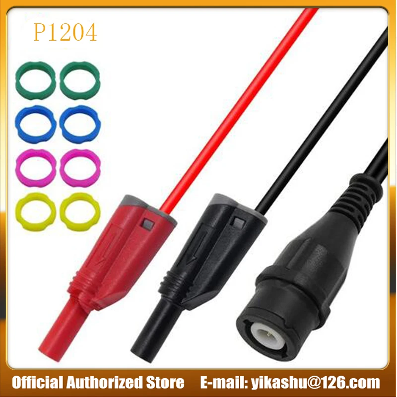 

Hantek P1204 BNC Male Plug to 4mm Safety Stacking Banana plug RG58 Coaxial Cable Q9 Joint Oscilloscope Test Lead 120CM