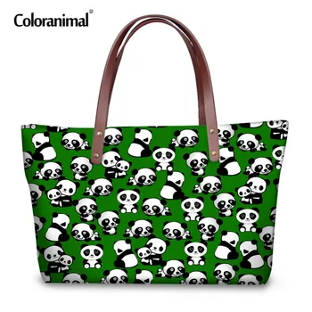 

Coloranimal Pandas Printed Women Casual Handbags Female Single Daily Use Shoulder Bags Ladies Casual Travel Large Tote Bags
