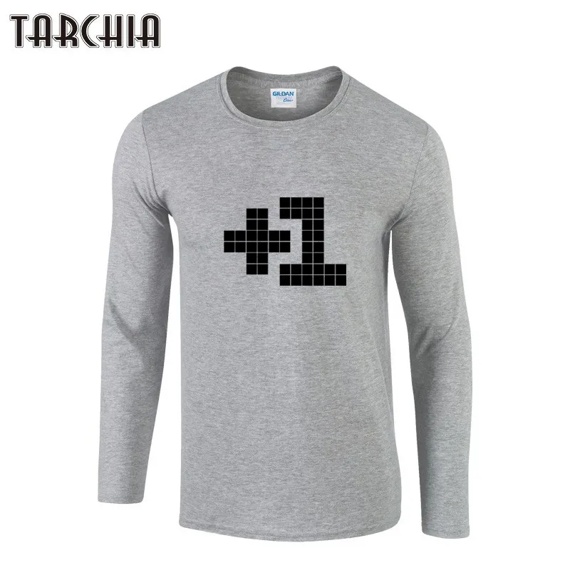 

TARCHIA Men T Shirts PLUS ONE Print Tees Tops 2019 Fashion Long Sleeve Slim Fit Cotton T Shirts Male Hip Hop T-Shirts