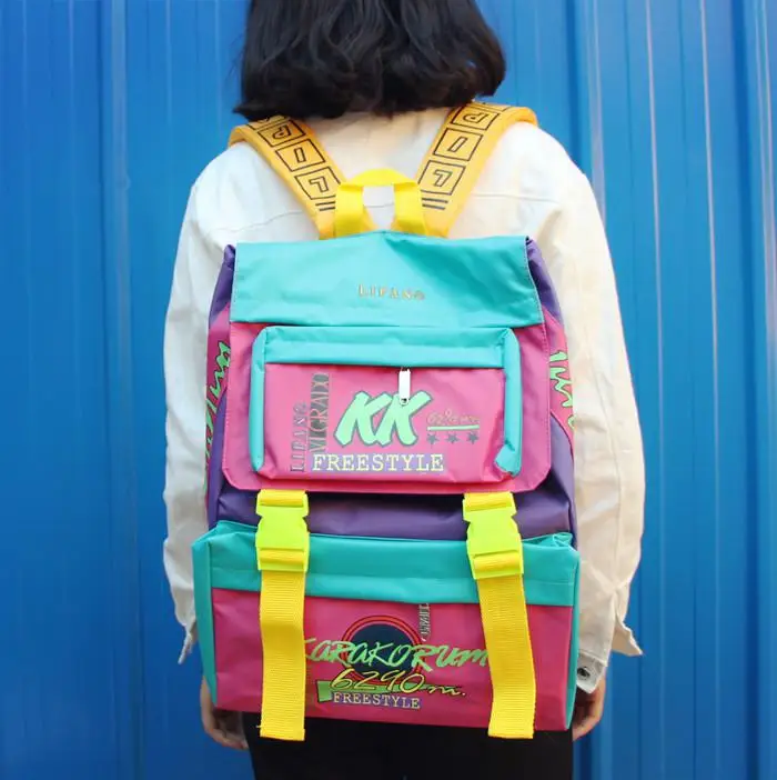 Mochilas Mujer, ретро нейлоновый мягкий рюкзак на молнии и застежке, рюкзак с принтом, рюкзаки для девочек подростков, Подростковый рюкзак - Цвет: Бежевый