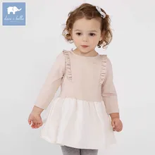 DB7622 dave bella/весеннее модное платье абрикосового цвета для маленьких девочек детское праздничное платье на день рождения одежда для малышей