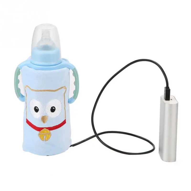 USB портативный Электрический нагреватель для бутылок кружка для путешествий подогреватель молока нагреватель бутылки подогреватель крышка нагревателя бутылки для кормления автомобиль младенческой сумки для хранения - Цвет: Blue owl