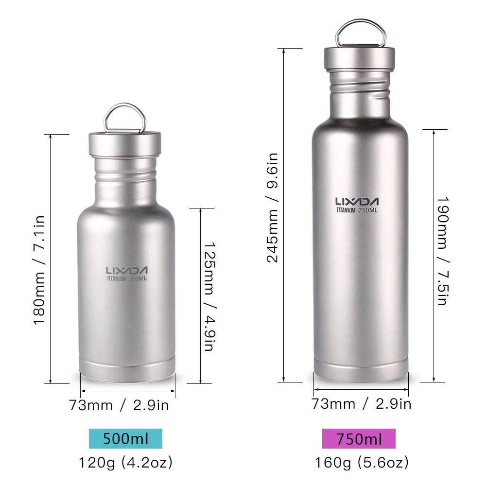Lixada походная посуда 500 мл/750 мл титановая бутылка для воды с дополнительной пластиковой крышкой Ультралегкая походная велосипедная
