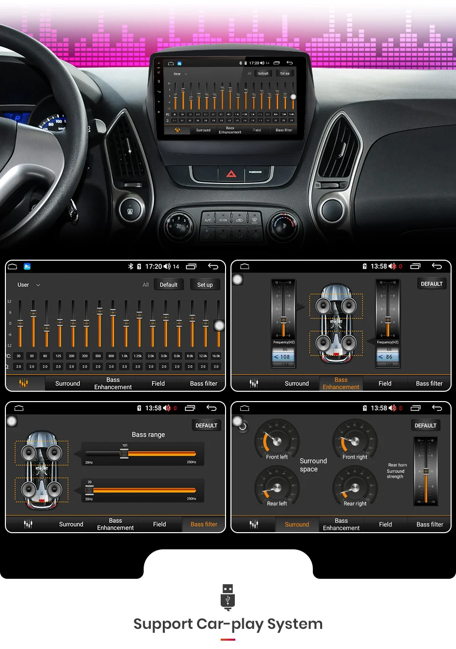 Junsun 4 г+ 64 г CarPlay DSP Android 8,1 автомобильный радио мультимедиа аудио плеер для hyundai ix35 Tucson 2 LM 2011 2012 2013 без DVD