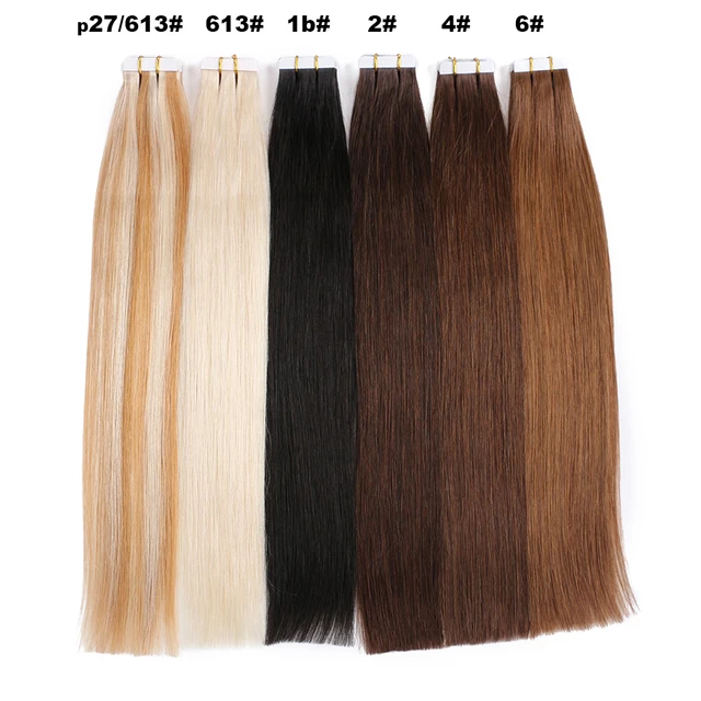 BHF Tape In Human Hair Extensions 20pcs European Remy Straight Adhensive Extension tape on Hair 4