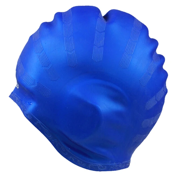 navy blue Hnsd кремния Одежда заплыва Крышка шляпа защитить ухо длинные волосы водослива Шапочки для купания - Цвет: navy blue