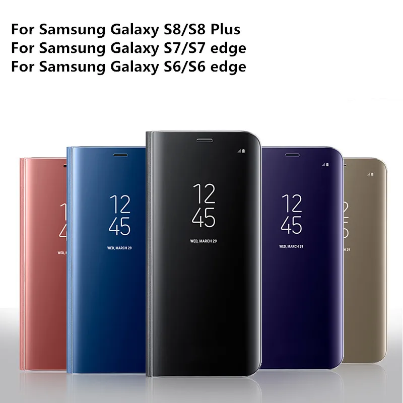 Оригинальный Роскошный прозрачный зеркальный флип чехол для samsung Galaxy S6 edge S7 Edge S8