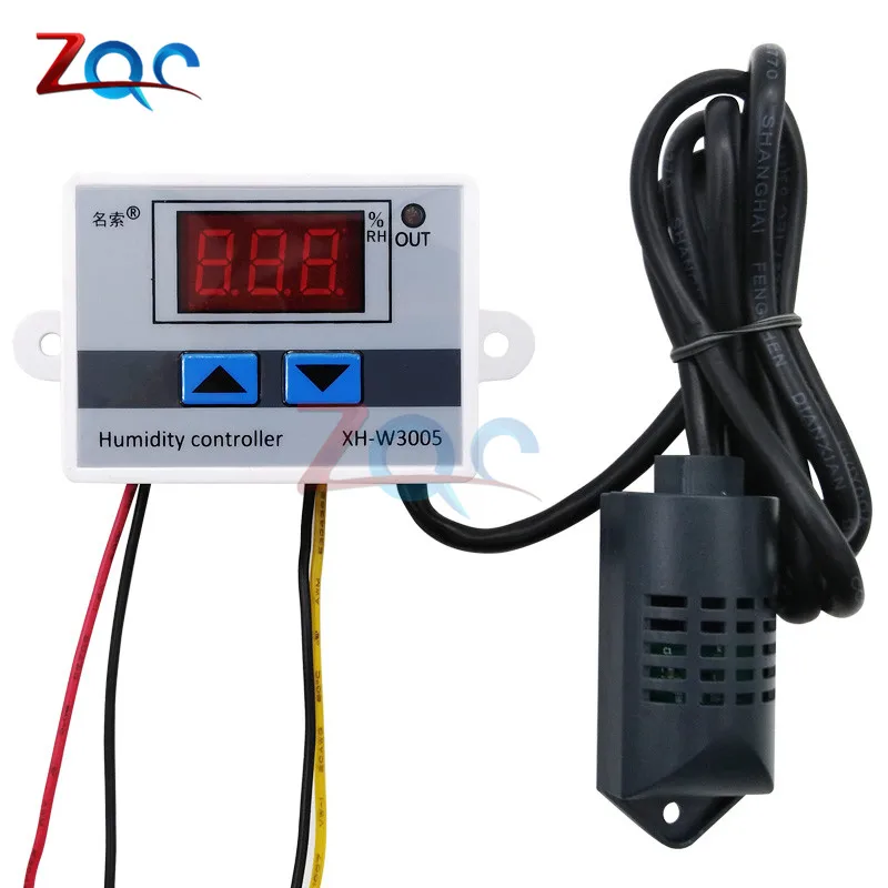 baratas XH W3005 W3005 12 v 24 v Higrômetro Umidade Digital Controlador 220 v Interruptor De Controle De Umidade Hygrostat 0 ~ 99% RH w sensor de Umidade