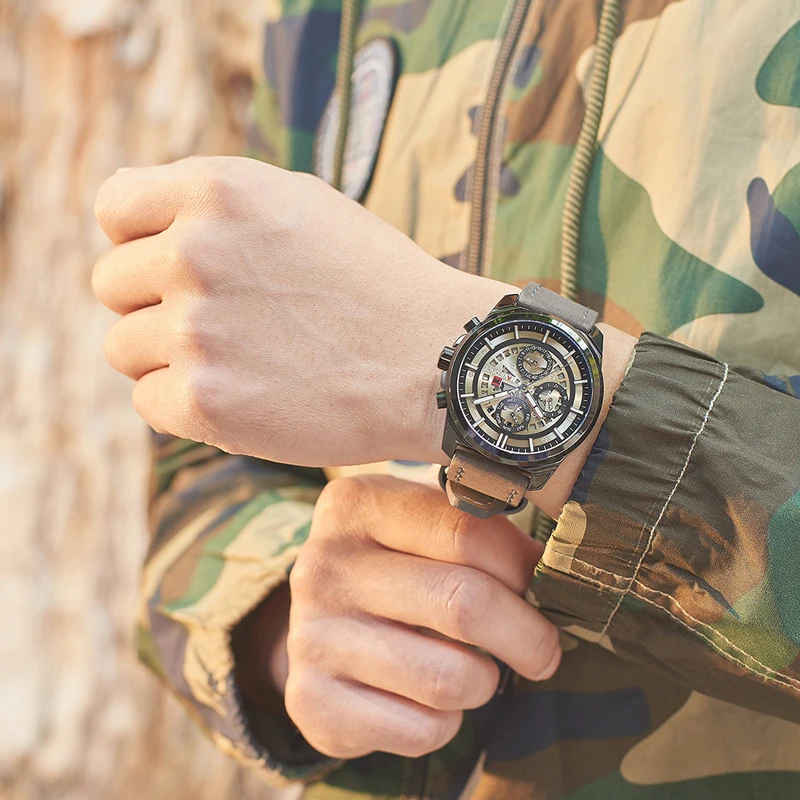 2018  NAVIFORCE Mens Watches Top Brand Luxury Waterproof 24 hour Date Quartz Watch Man Leather Sport Wrist Watch Men Waterproof Clock (24)