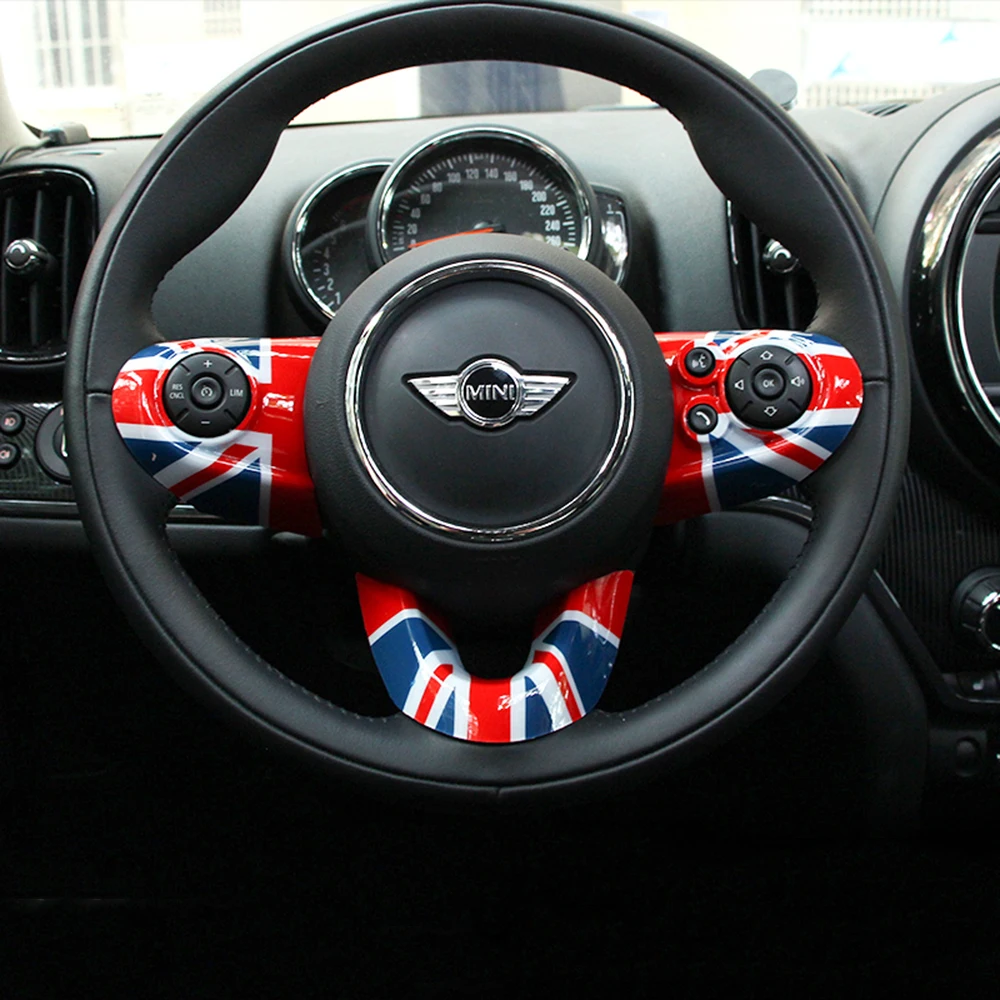 

3pcs Union Jack Car Steering Wheel Case Sticker Cover for Mini Cooper One F54 Clubman F55 F56 F60 New Countryman Car Styling