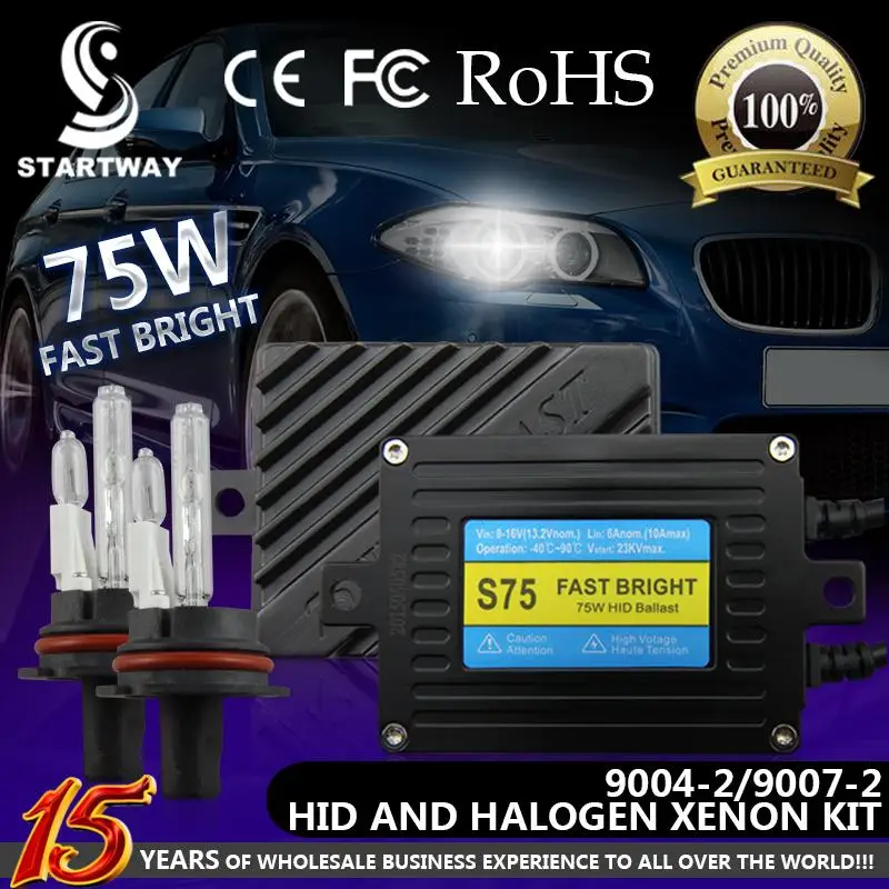 75W Fast Bright HID KIT fast Start HID and Halogen Dual Beam 9004 2