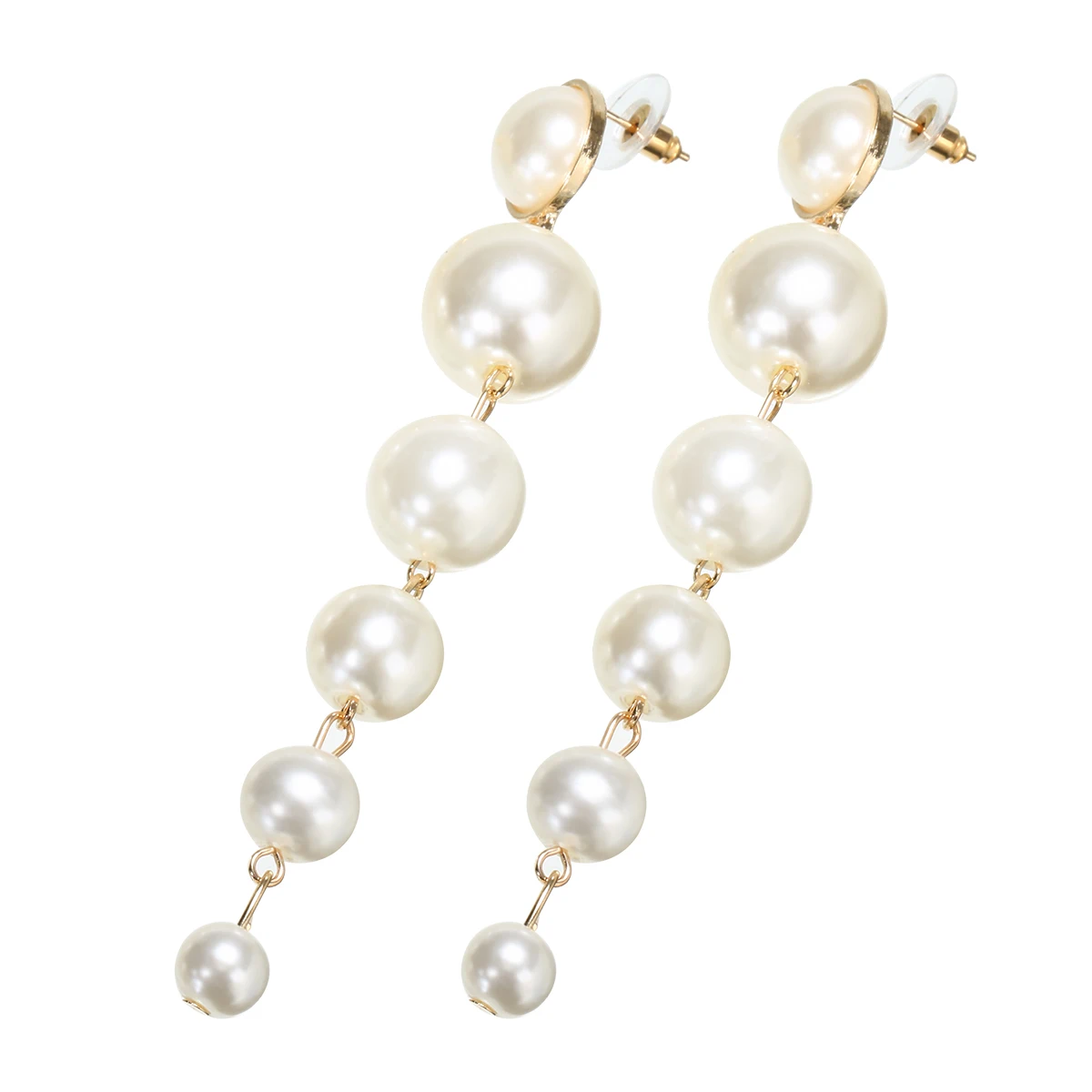 Elegant Fashion Big Pearl Beads Long Dangle Earrings Charming Trendy Drop Earrings Wedding Bride Gifts Jewelry For Women