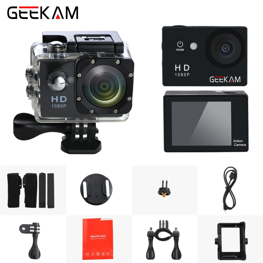 Оригинальная Экшн камера GEEKAM A9 1080P15fps 720P HD для спорта на открытом воздухе pro