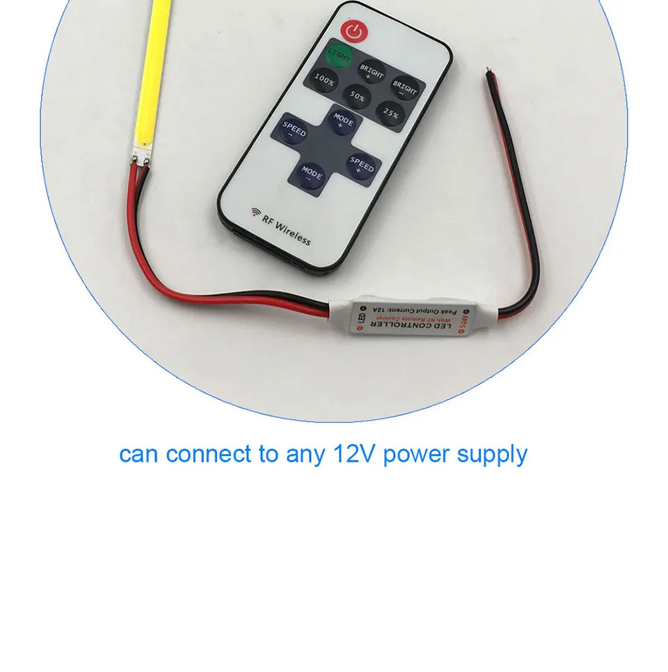 5-24V Mini RF Wirleless LED Controller 5V 12V 24V Dimmer for LED Strip Lamp Bulb Lights Dimming DC Wire Connector Remote Control (10)