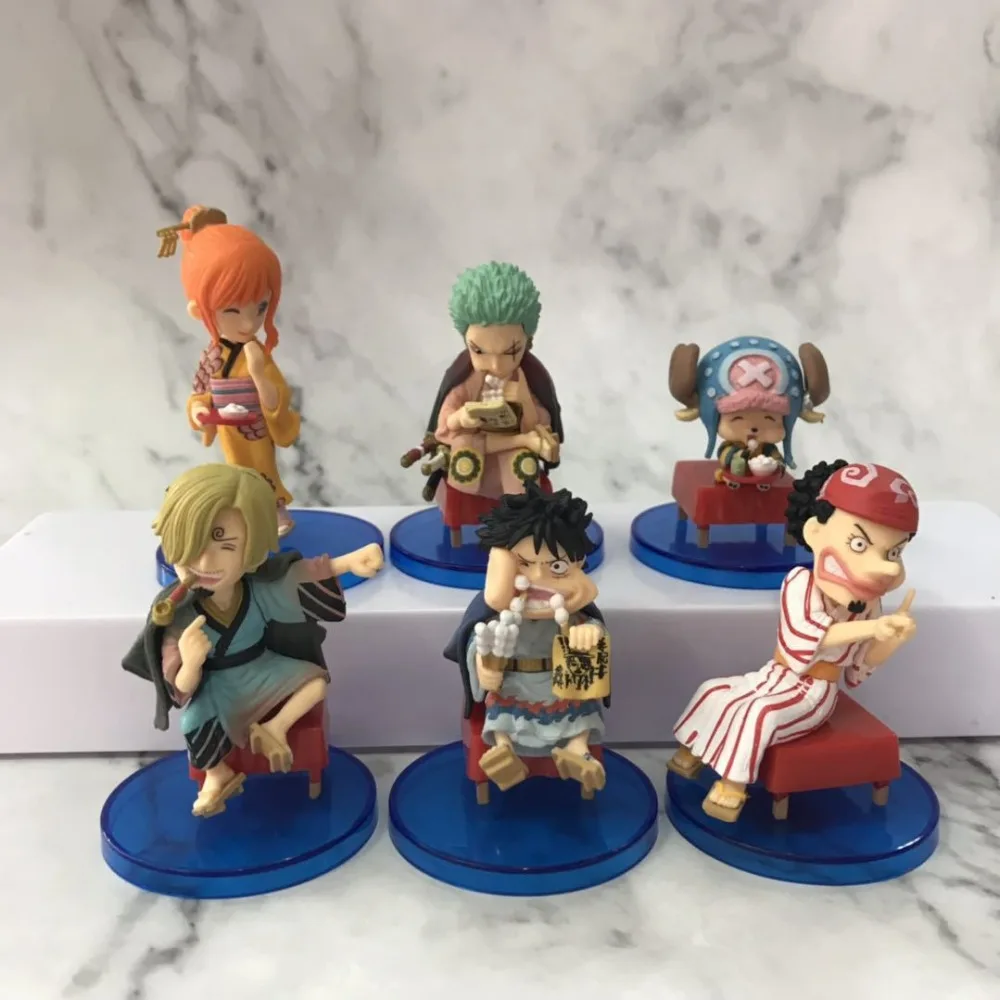 

New Anime One Piece WFC 12th VOL.4 kimono of Luffy Sanji zoro nami tony chopper usopp Clollectible Action Figures Toys 6pcs/set
