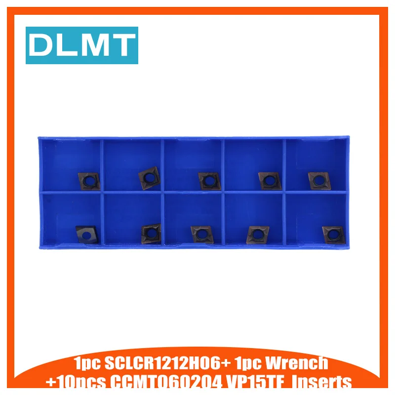 10 шт. CCMT060204 VP15TF карбидные вставки+ 1 шт. SCLCR1212H06 токарный инструмент держатель+ 1 шт ключ, дюймовый стандарт