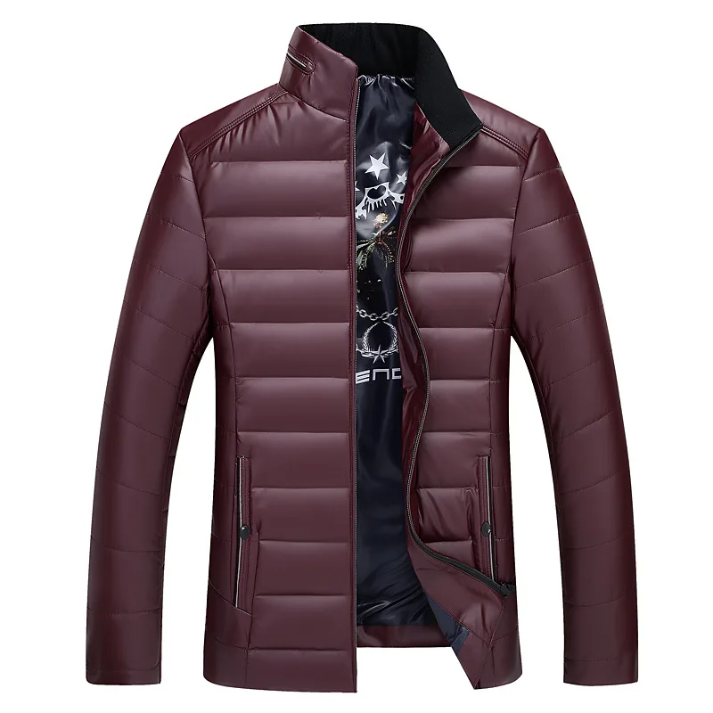 

Solid color down coat men stand collar thick white duck down coats outerwear plus size 2019 autumn winter