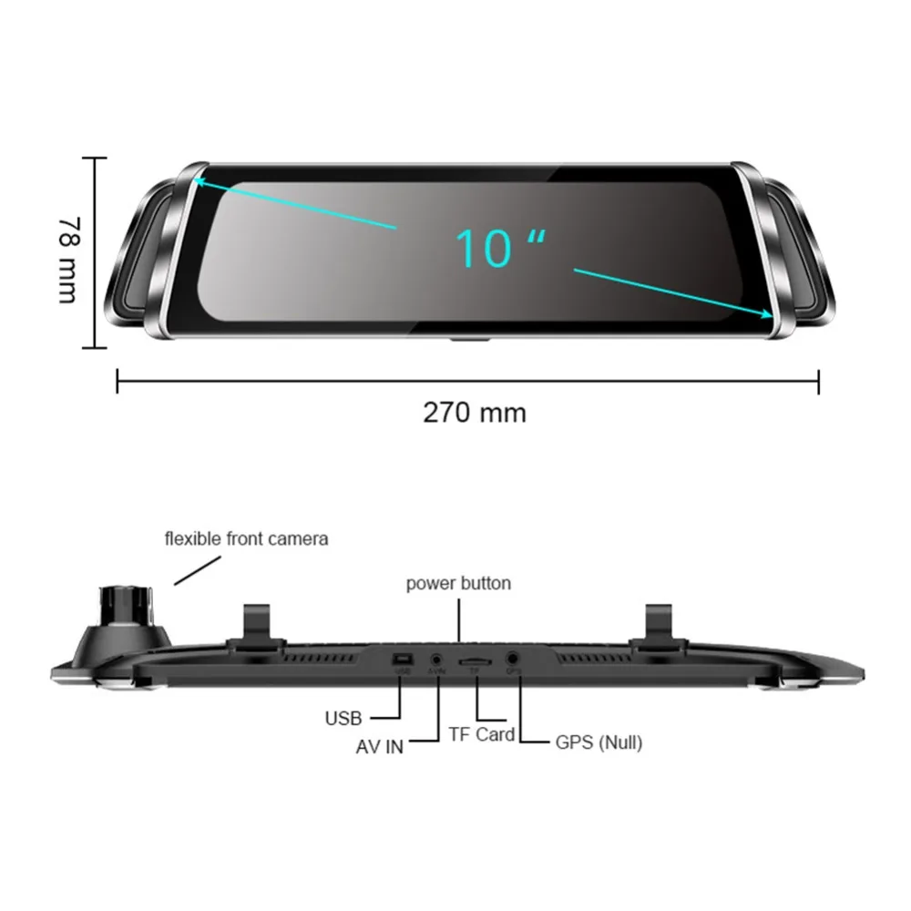 Tefanball Stream медиа Автомобильный регистратор 1" Автомобильный видеорегистратор Камера заднего вида Зеркало FHD 1080P 170 градусов широкоугольный видеорегистратор Регистратор