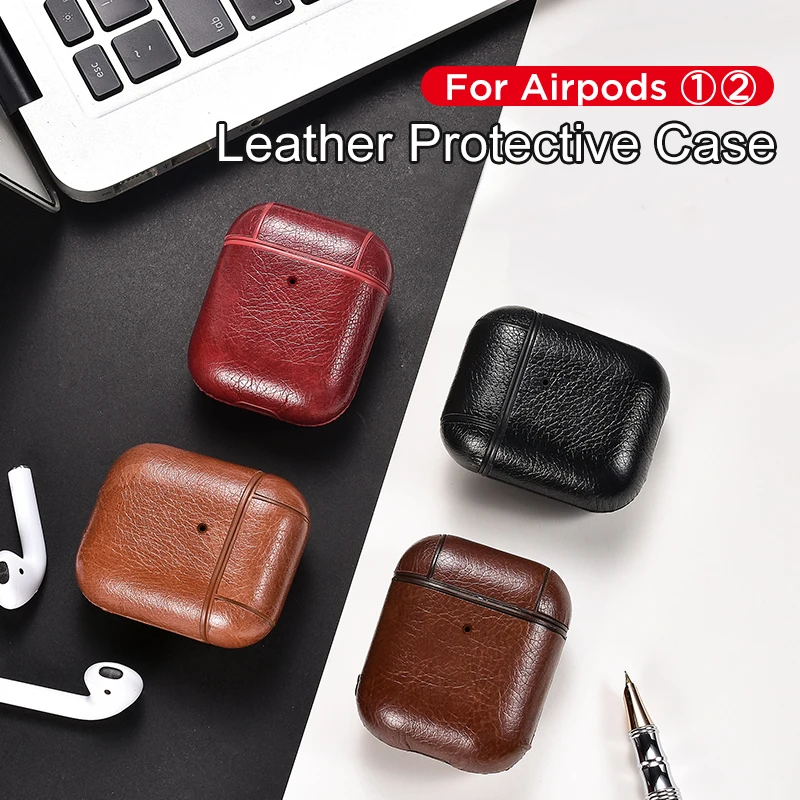 Роскошный кожаный чехол для Apple Airpods, Bluetooth наушники, аксессуары для Airpods 1 2, кожаный чехол для наушников