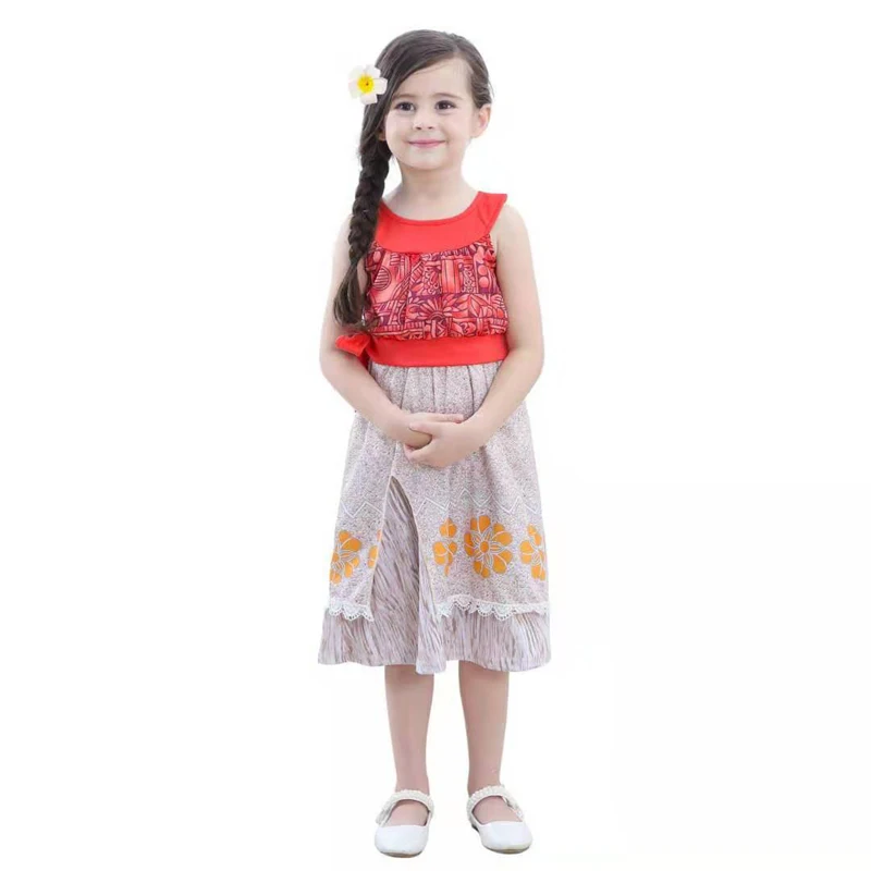 

4-10t Girls Moana Dress Summer Beach Dress Kids Adventure Outfit Girls Party Princess Dress