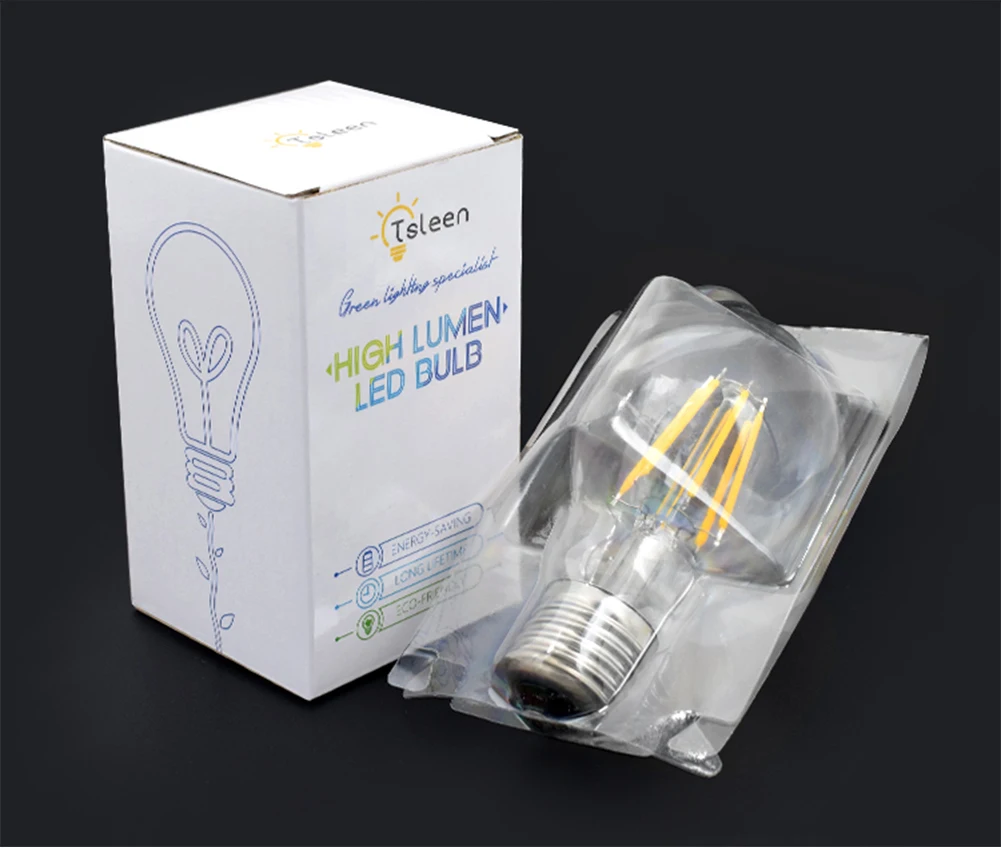 TSLEEN Ретро COB светодиодный светильник накаливания E27 4 Вт 8 Вт 12 Вт 16 Вт 110 В/220 В G45 A60 винтажный светодиодный светильник Эдисона из прозрачного стекла