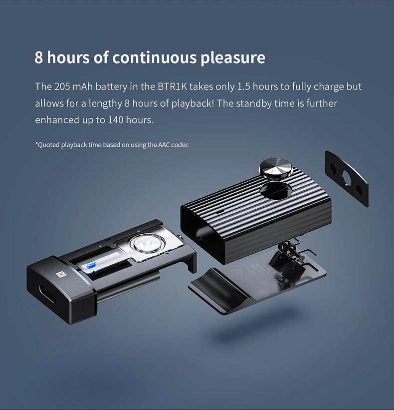 FIIO BTR1K беспроводной Bluetooth 5,0 портативный усилитель для наушников с шумоподавлением USB DAC аудио приемник с микрофоном Поддержка NFC