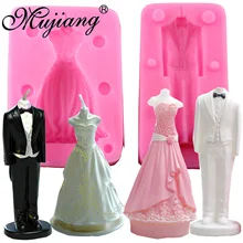 Mujiang 4 шт. свадебное платье жениха силиконовая свеча форма для мыла. Глины инструменты для украшения тортов из мастики сахарные конфеты шоколадные формы