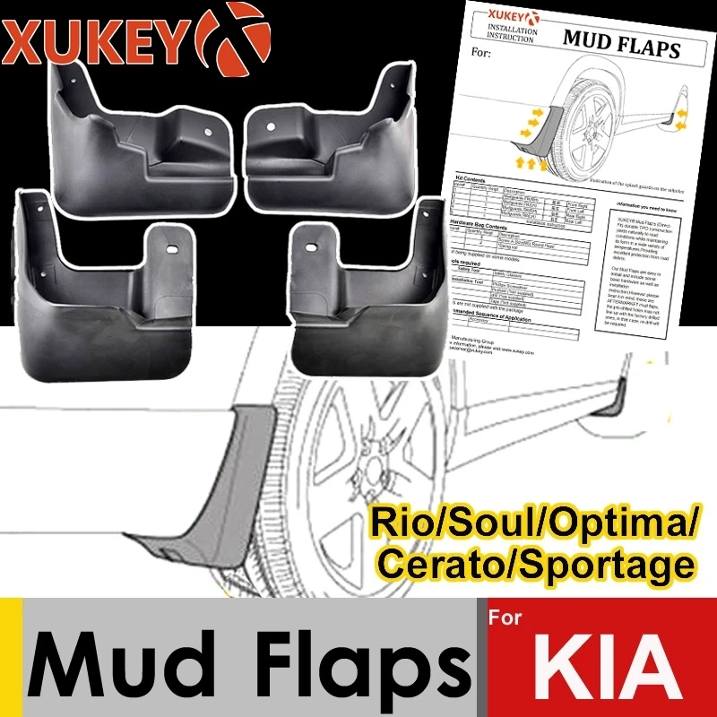 

XUKEY Mud Flaps For Kia Rio Soul Cerato Spectra Forte Optima Sportage K3 K5 X-line KX Cross Mudflaps Splash Guards Mudguards