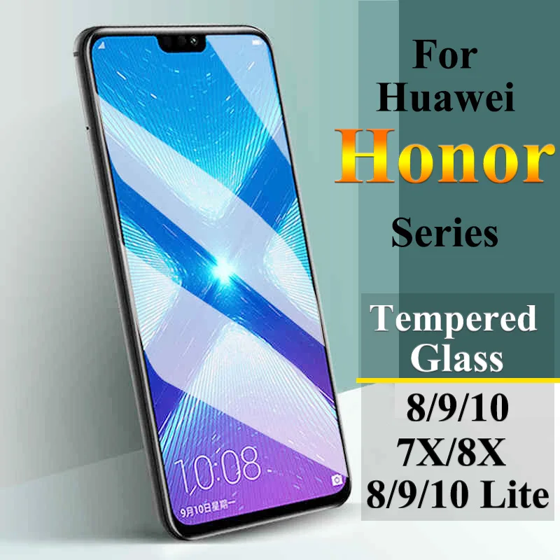 

Protective Glass On For Huawei Honor 8 9 10 8X 7X 4X Lite Screen Protector light Hauwei Honer X8 X7 7 8 X Tempered Protection
