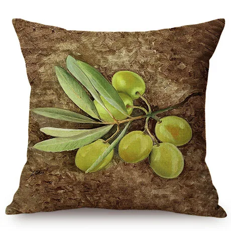 Nordic Farm Autumn Harvest Crops Oil Painting Art Style Decorative Cushion Cover Chili Olive Radish Linen Sofa Throw Pillow Case K118-5