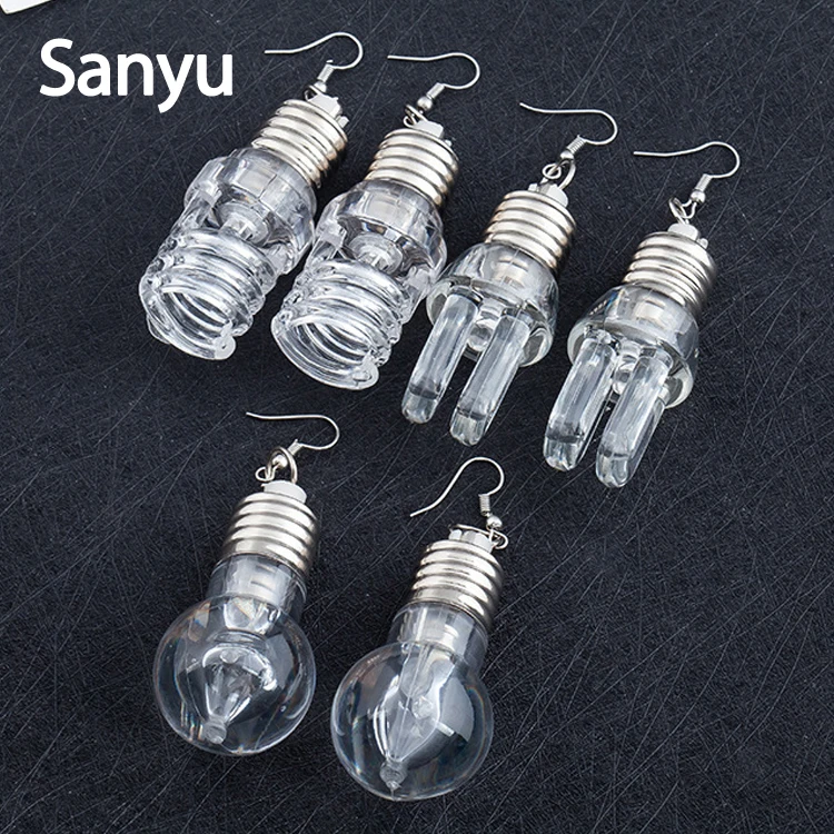 

New Style Hot Fashion Design Transparent Bulbs Tubes Drop Earrings Personalized Cololul Lighting Earrings for Women Punk Brincos