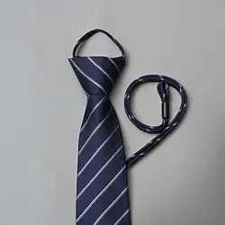 Полосатый завязками 7 см Сельма Для мужчин галстук легко вытащить Tiecord галстук пряжи, окрашенной жаккардовые галстуки свадебная вечеринка