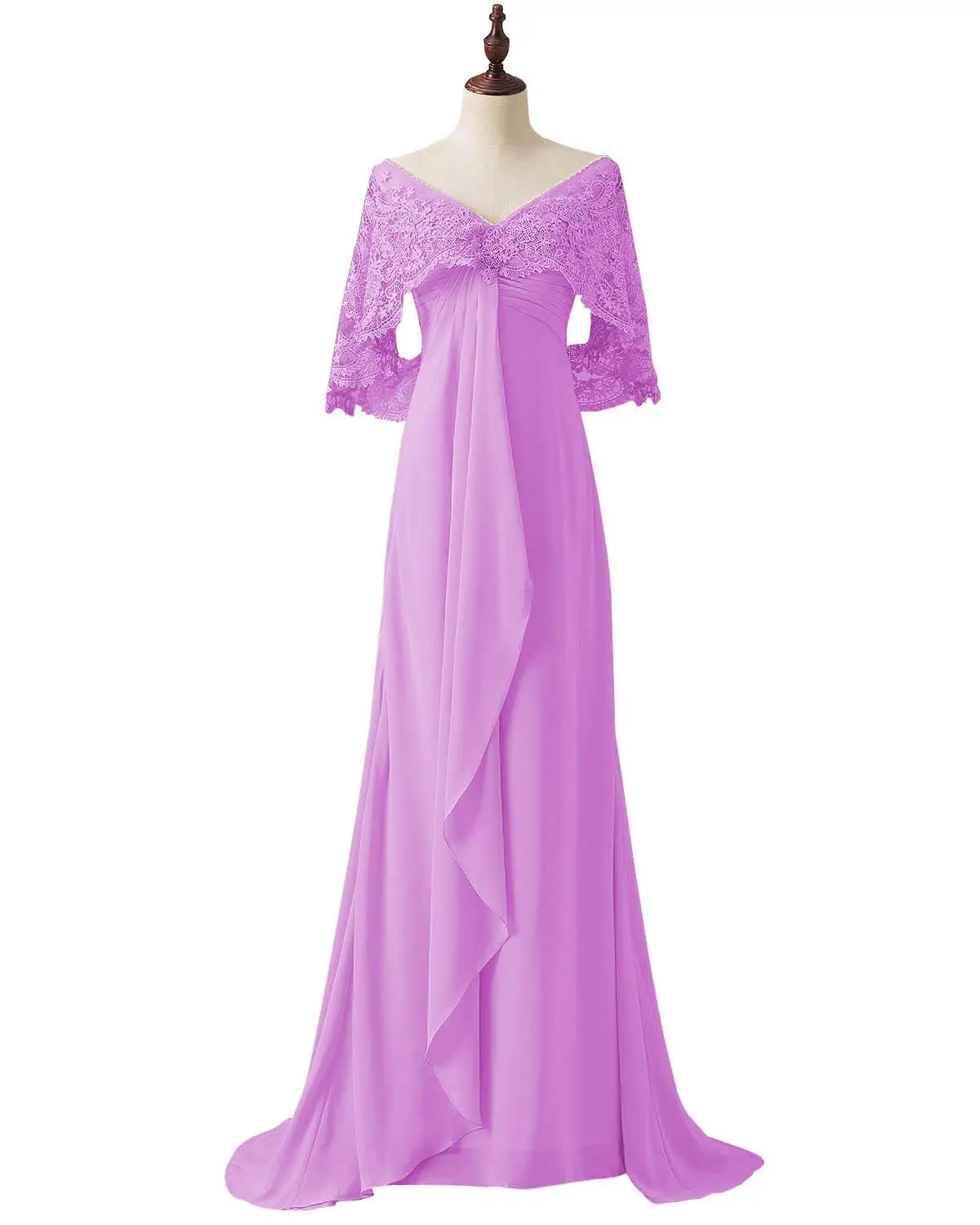 Оборки элегантные Шор рукава кружева мать невесты платье для свадьбы жених длинное шифоновое вечернее платье SLD-M13 - Цвет: Lilac