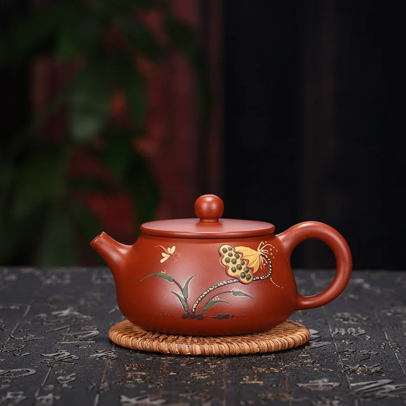 

Enameled Pottery Teapot Famous Manual Bright Red Gown Pot Factory Direct Special Selling Gift Gift Box Customized Wholesale
