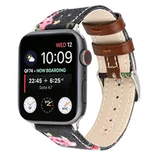С цветочным принтом из искусственной кожи петля ремешок для наручных часов iWatch серии 4, версия 1, 2, 3, ремешок 38, 42 мм, версия 40/44 мм браслет для наручных часов Apple Watch, цветочный дизайн ремешка для часов