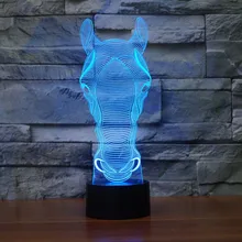 Милый конский лицо светодиодный свет праздничная атмосфера декоративная Автомобильная игрушка осветительный гаджет светодиодный ночник 3D иллюзия Лампа Свет