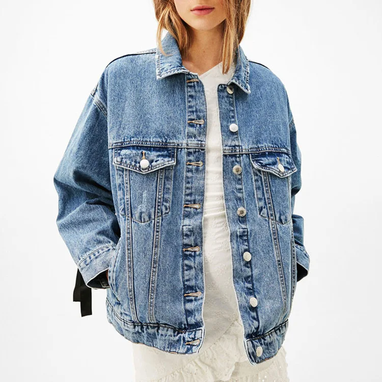 2017 wholesale fashion oversize jacket 100 cotton vintage blue denim