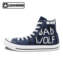 Classic Blue font b Converse b font All Star Man Woman Hand Drawn Shoes Police Box