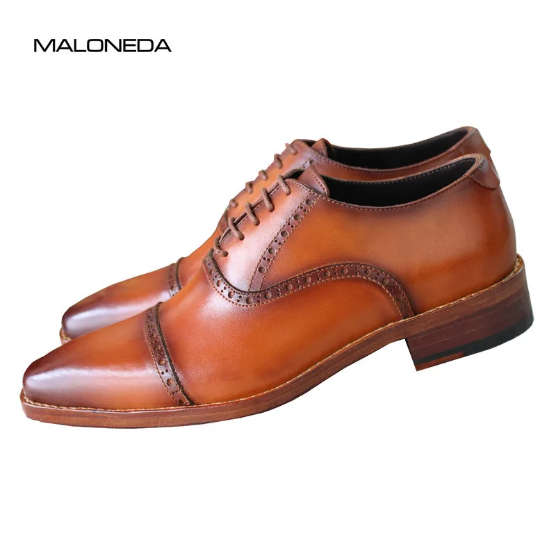 

MALONEDA Bespoke Good Quality Men's Wedding Leather Shoes Handmade Goodyear Full Genuine Leather Formal Dress Brogue Shoes