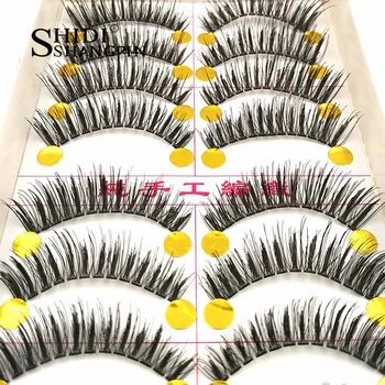 

Top Cross messy False Eyelashes Women Home Party Nightclub Fake Eye Lash Nake makeup Winged Fake Lashes 10 Pairs
