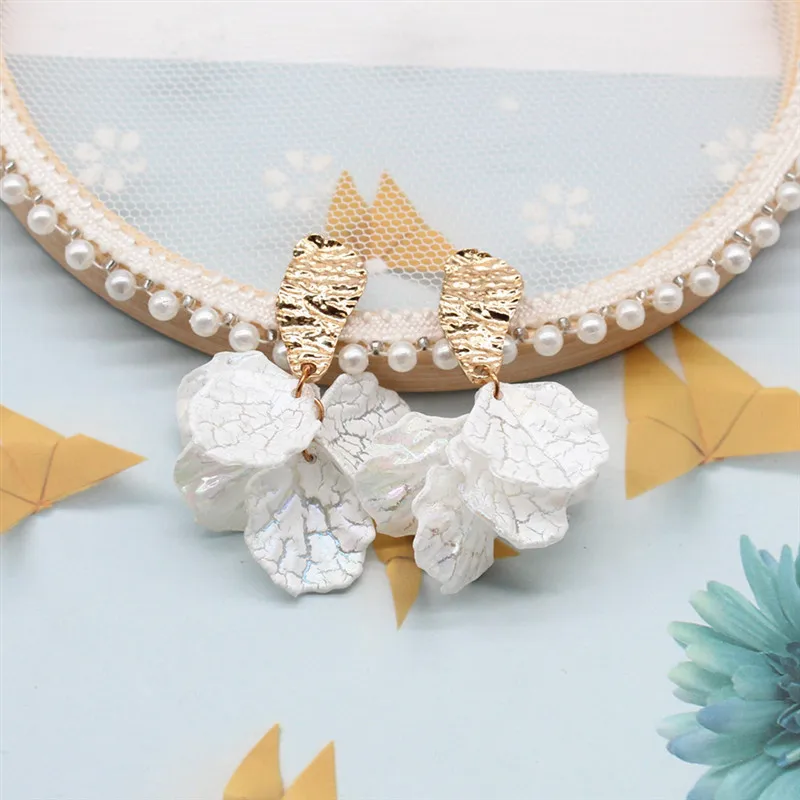 

Korea New Design Brand Fashion Modern Women's Jewelry Fan Crack Acrylic Flower dangle Earrings Summer Style Beach Party Earring