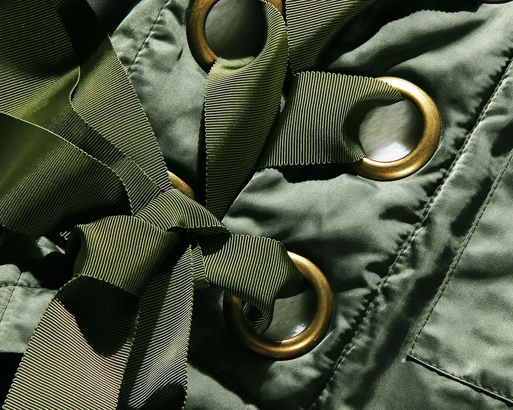 TWOTWINSTYLE зимняя куртка женская парка пальто натуральный мех с капюшоном пуховики на шнуровке с длинным рукавом Повседневная одежда Корейский армейский зеленый