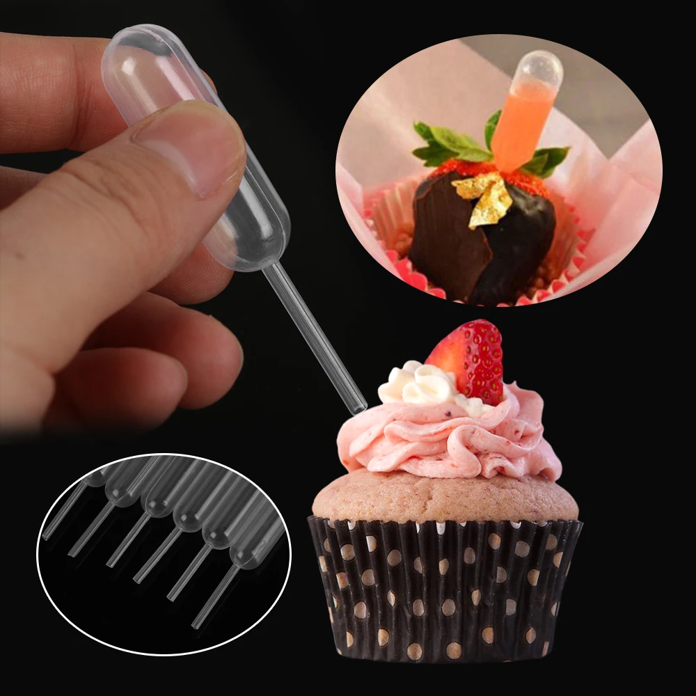

4ML 50PCS Disposable Clear Plastic Dropping Dessert Cream Chocolate Transfer Pipette Cupcake Squeeze Dropper Kitchen Baking Tool