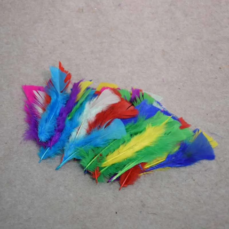 50pcs/ 4 5 inches Mix color chicken feathers Natural plumes feather for