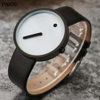 

Unique Gift Cool Minimalist Style Wristwatch Stainless Steel Creative Design Dot and Line Simple Leather Quartz Fashion Watches