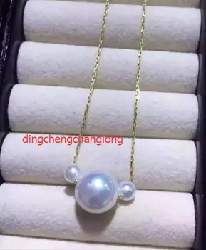 

free shipping >>>>noble jewelry Natural 4-5mm 10-11 mm Akoya pearl pendant 18k chain