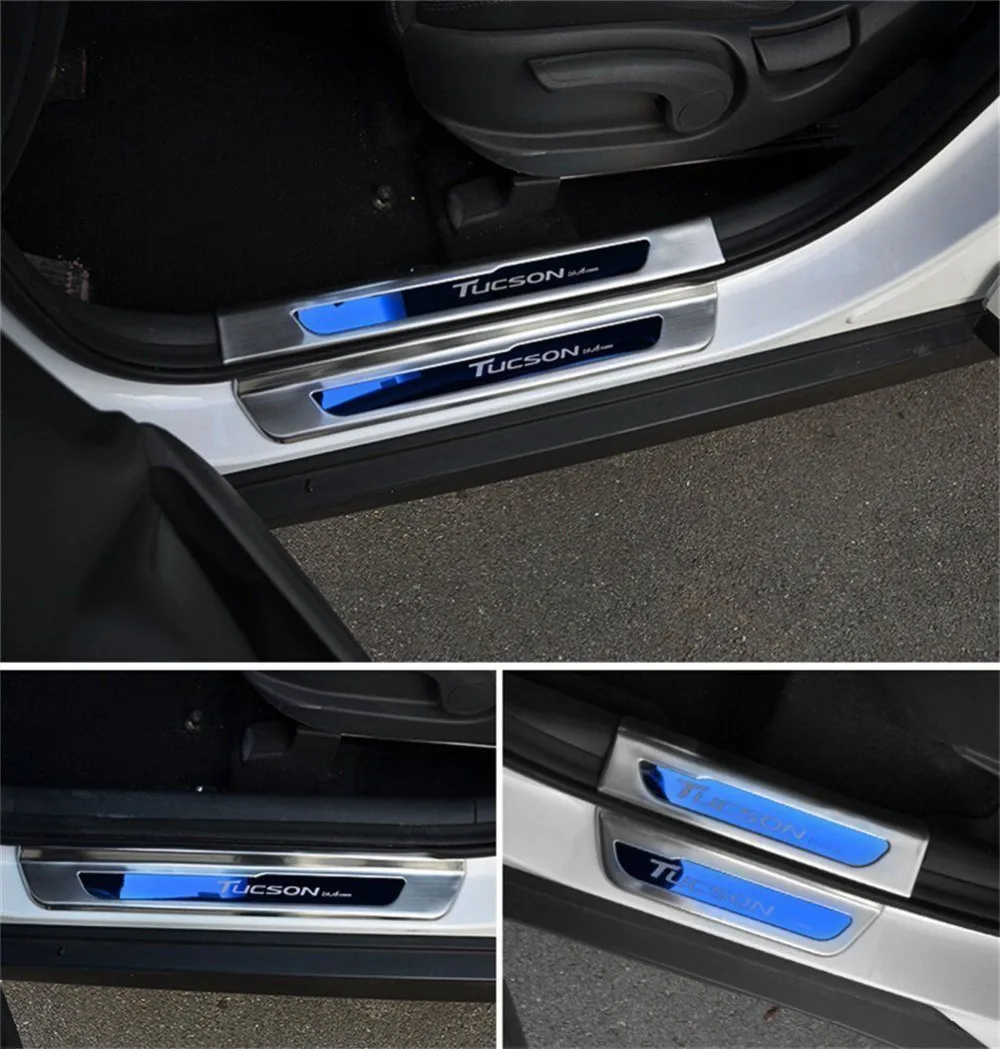 Для hyundai Tucson- стальной дверной порог Накладка дверной предохранитель входной коврик x4