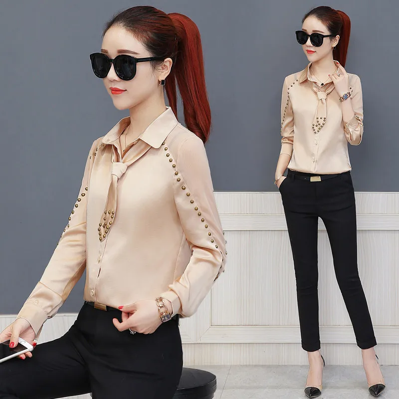 

Long-sleeved chiffon shirt women's tide 2019 spring new Korean version of the wild fashion shirt spring shirt