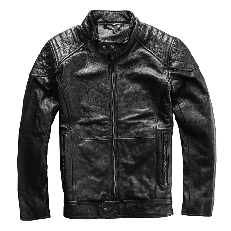 

2016 autumn baseball cow leather jacket mens slim leather jacket leather clothing casual short cowhide leather coat