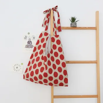 

Large-capacity Polka-dot Student Canvas Bag Female Simple Versatile Japanese-Korean Ins Crossbody Bag Cotton Fabric